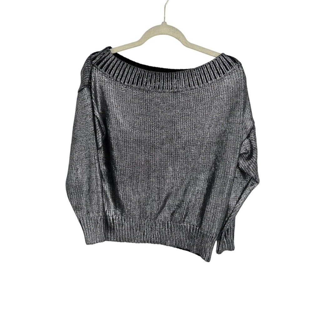 Superdown Silver Off-Shoulder Sweater - image 3